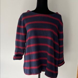Coldwater Creek Striped Navy and Red Sweatshirt